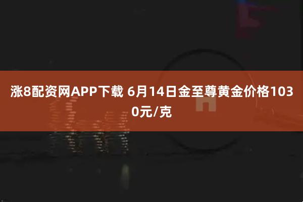 涨8配资网APP下载 6月14日金至尊黄金价格1030元/克