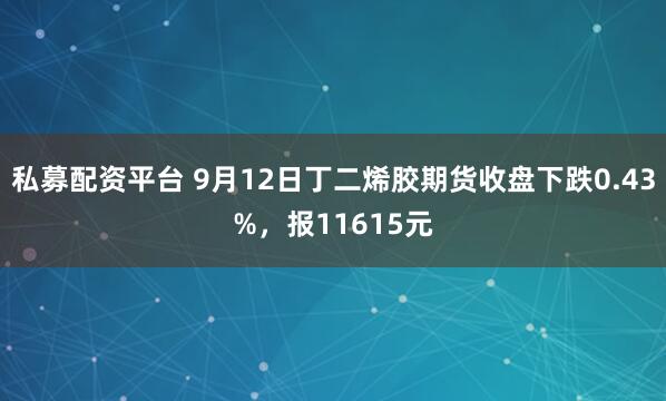 私募配资平台 9月12日丁二烯胶期货收盘下跌0.43%，报11615元
